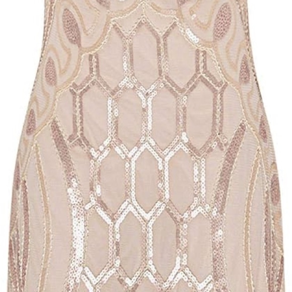 Metme Women's 1920s V Neck Sexy Straps Gatsby Party Dress Vintage Sequin Party - Picture 4 of 10